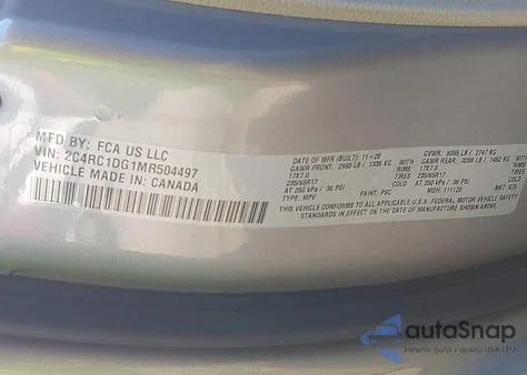 2021 Chrysler Voyager Lxi from USA, damaged, VIN 2C4RC1DG1MR504497